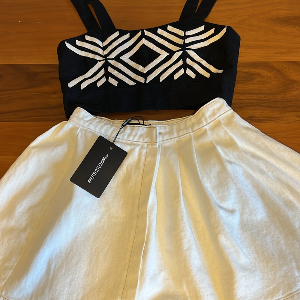 H&M Geometric Design Bustier With Back Zipper